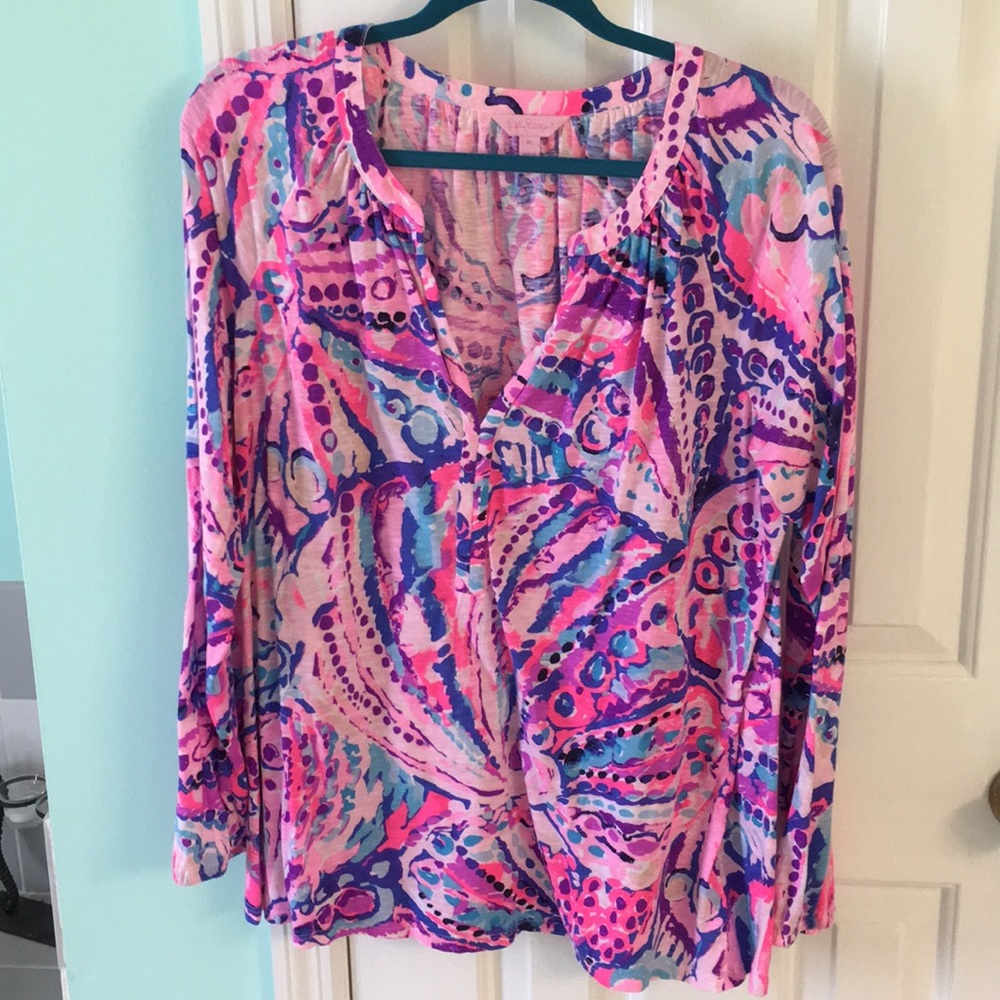 Lilly Meg long sleeve top - Colony Coral Shell Out